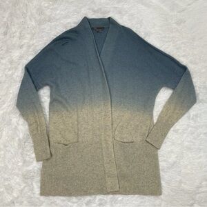 Vince Womens Size S Small Wool Cashmere Blend Cardigan Sweater Blue Beige Ombre